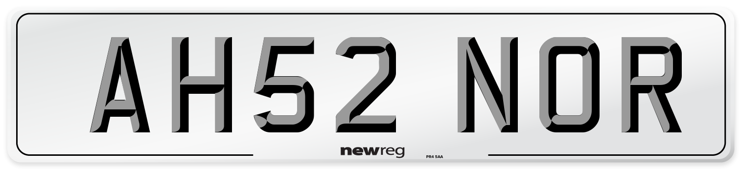 AH52 NOR Number Plate from New Reg
